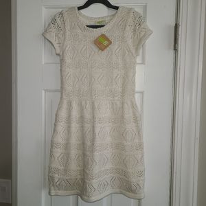 🏷 New Crazy 8 Crocheted Cream & Gold Dress sz 5/6 S